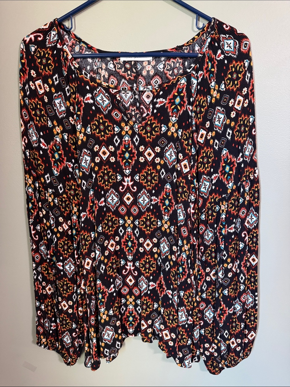 Women’s Ces femme Black Multi-Print Long Sleeve Blouse